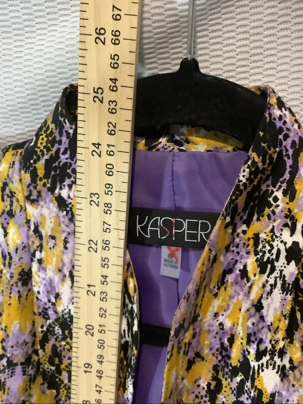 Kasper Yellow, Purple & Black Abstract Open-Front Jacket - Picture 8 of 13